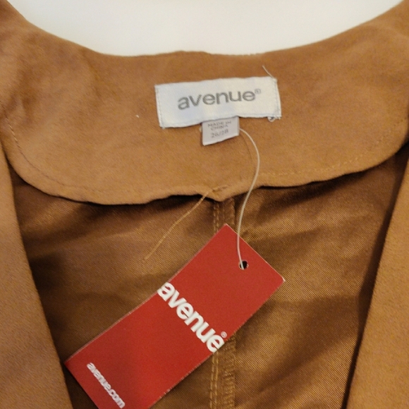 AVENUE. Brown Draped Jacket 100% Polyester - Picture 3 of 10